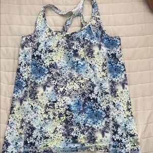 Abercrombie Kids Blue and White Floral Tank Top